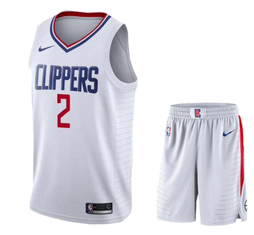 Men's Los Angeles Clippers #2 Kawhi Leonard White Stitched NBA Jersey(With Shorts)